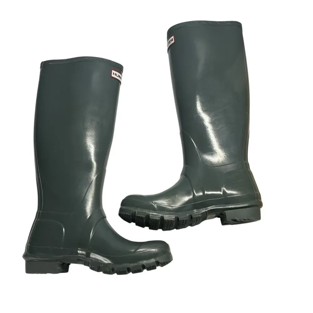 Hunter Women’s Original Tall Gloss Gray Rain Boots Size 6